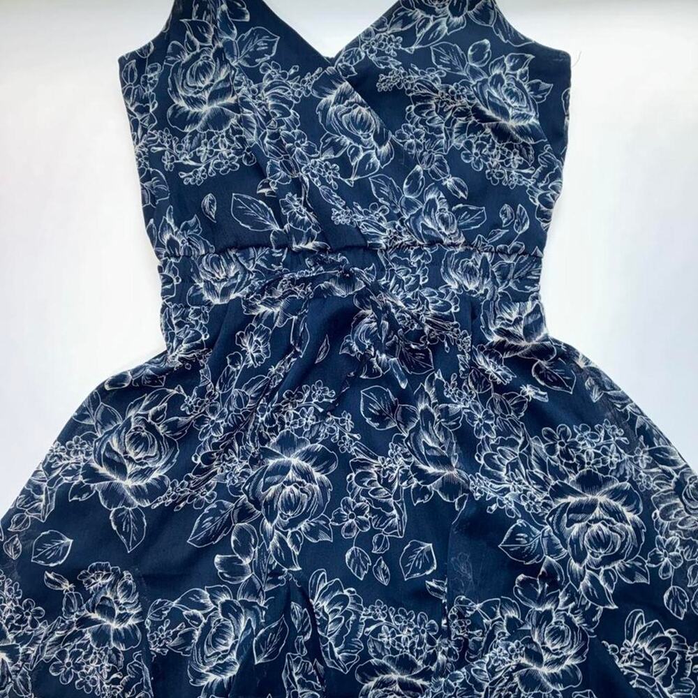 Navy blue floral babydoll dress